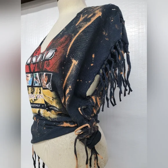 Kansas Rock Band Fringe Shred Concert Tee Upcycled - Picture 4 of 14